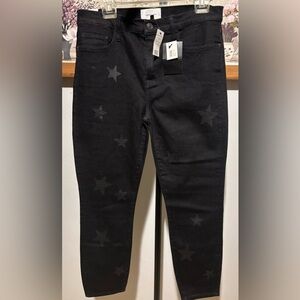 CURRENT/ELLIOTT  High-Waist Stiletto Jeans in a black Vineland Stars Print